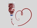 Donate blood concept with Blood Bag and heart. 3d Illustration Royalty Free Stock Photo