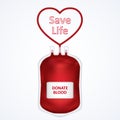 Donate blood concept with Blood Bag and heart, Donor Day Royalty Free Stock Photo