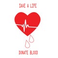 Donate Blood Save Life Red vector realistic drop and sign Save Life Give Blood Royalty Free Stock Photo