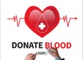 DONATE BLOOD ( transfusion medicine specialist holding sign dona