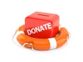 Donate box inside life buoy Royalty Free Stock Photo