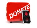 Donate box with red traffic light