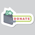 Donate button, badge. Help icon donation