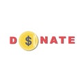 Donate button with coin and dollar sign Royalty Free Stock Photo