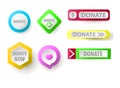 Donate button collection. Set of web buttons for charity Royalty Free Stock Photo