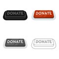 Donate button icon in cartoon style isolated on white background. Charity and donation symbol stock vector illustration.