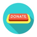 Donate button icon in flat style isolated on white background. Charity and donation symbol stock vector illustration.