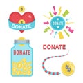 Donate buttons set. Help icon donation Royalty Free Stock Photo