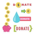 Donate buttons set. Help icon donation Royalty Free Stock Photo