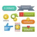 Donate buttons vector set. Royalty Free Stock Photo