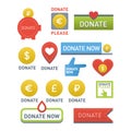 Donate buttons vector set. Royalty Free Stock Photo