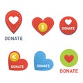 Donate buttons vector set. Royalty Free Stock Photo