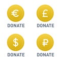 Donate buttons vector set illustration help icon donation gift charity isolated support design sign contribute Royalty Free Stock Photo