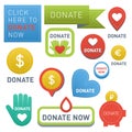 Donate buttons vector set illustration help icon donation gift charity isolated support design sign contribute Royalty Free Stock Photo