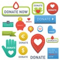 Donate buttons vector set illustration help icon donation gift charity isolated support design sign contribute Royalty Free Stock Photo