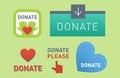 Donate buttons vector set illustration help icon donation gift charity support design sign contribute Royalty Free Stock Photo