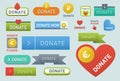 Donate buttons vector set illustration help icon donation gift charity support design sign contribute Royalty Free Stock Photo