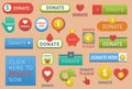 Donate buttons vector set illustration help icon donation gift charity support design sign contribute Royalty Free Stock Photo