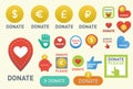 Donate buttons vector set illustration help icon donation gift charity support design sign contribute Royalty Free Stock Photo