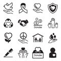 Donate and Charity basic icons set Royalty Free Stock Photo