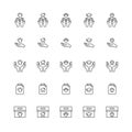 Donate and Charity line icons set.Helping hand, Volunteer help, donations and Care box. design vector