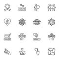 Donate, charity line icons set