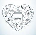 Donate , charity for medical and health on heart shape vector