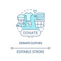 Donate clothes turquoise concept icon