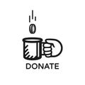 Donate coin vector logo. Donate and help. Charity, donation concept