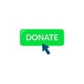 Donate green button icon. Vector donate now online fundraising sponsor charity button