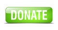 donate green square 3d realistic web button
