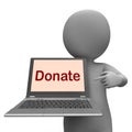 Donate Laptop Shows Contribute Donations Royalty Free Stock Photo