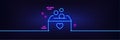Donate money box line icon. Fundraising box sign. Neon light glow effect. Vector Royalty Free Stock Photo