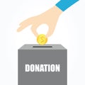 Donate a gold coin Money. Charity Concept.