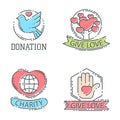 Donate money set logo icons help icon donation contribution charity philanthropy symbols humanity support vector