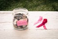 Donate money to breast cancer charity Royalty Free Stock Photo