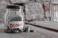 donate money written on table