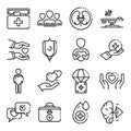 Donate organs icons set, outline style