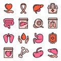 Donate organs icons set outline vector. Donor organ