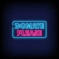 Donate Please Neon Signs Style Text Vector