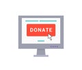 Donate Poster Web in Screen Vector Illustration