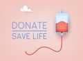 Donate - save life banner. World Blood Donor Day, Health Care. 3D Web Vector Illustrations