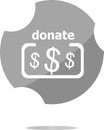 Donate sign icon. Dollar usd symbol. shiny button. Modern UI website button Royalty Free Stock Photo