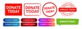 donate today square circle stamp speech bubble and button sign for help contribute endowment Royalty Free Stock Photo