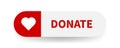 Donate vector web button. Donation sign on white background