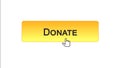 Donate web interface button clicked with mouse cursor, orange color, support