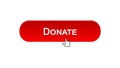 Donate web interface button clicked with mouse cursor, red color, support Royalty Free Stock Photo