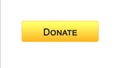 Donate web interface button orange color, social support, fundraising online