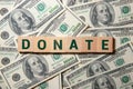 DONATE word written on white cubes Royalty Free Stock Photo