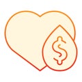 Donation blood flat icon. Heart and blood drop orange icons in trendy flat style. Healthcare gradient style design